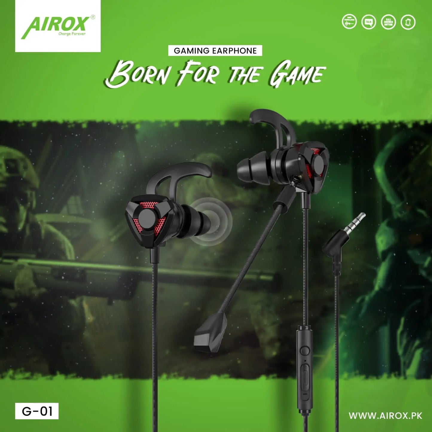 Airox G-01 Delta Pro Gaming Dual Mic Earphones Price in Pakistan - Airox.pk