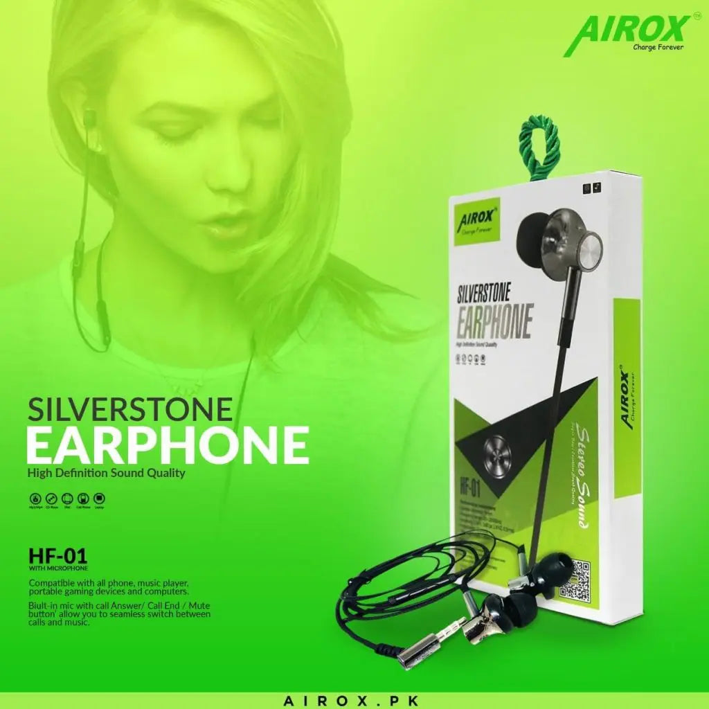 Airox HF01 Silverstone Earphone - Airox.pk