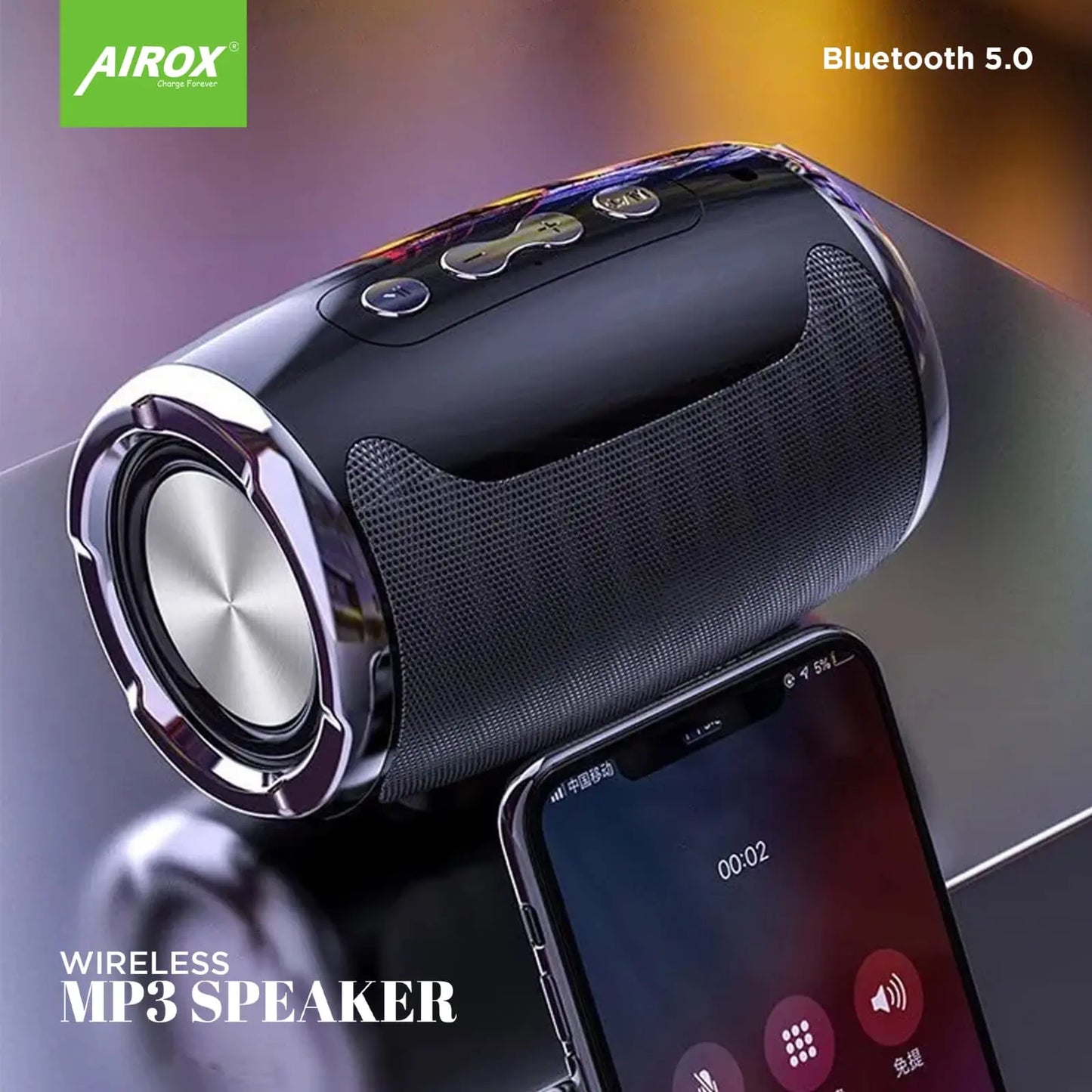 Airox Wireless Bluetooth Speakers Woofer Portable Speakers Bass Speaker Stereo Music Surround Mobile Call Light Speaker Outdoor Speakers with Aux Interface Laptop Phone Support TF FM - Airox.pk