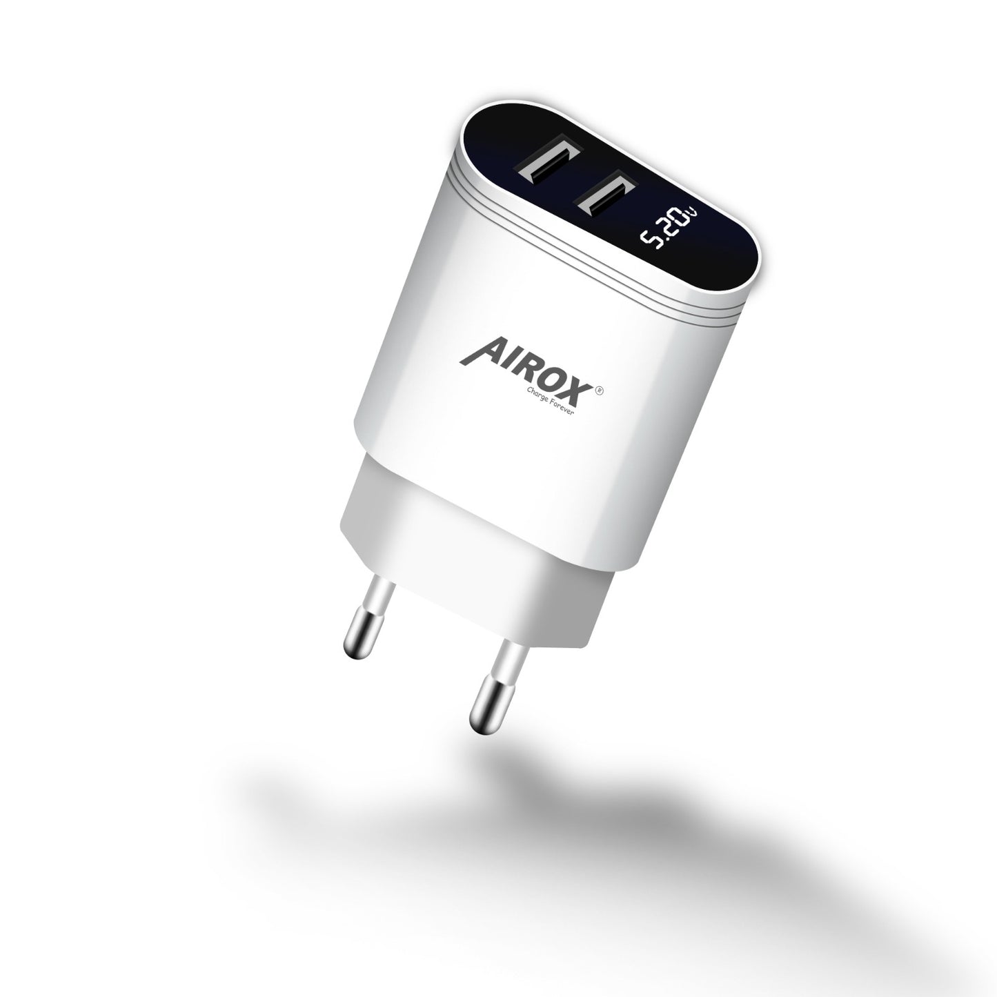 Airox 2.4A Charging Adapter 2 Usb Port with LED Display Airox.pk
