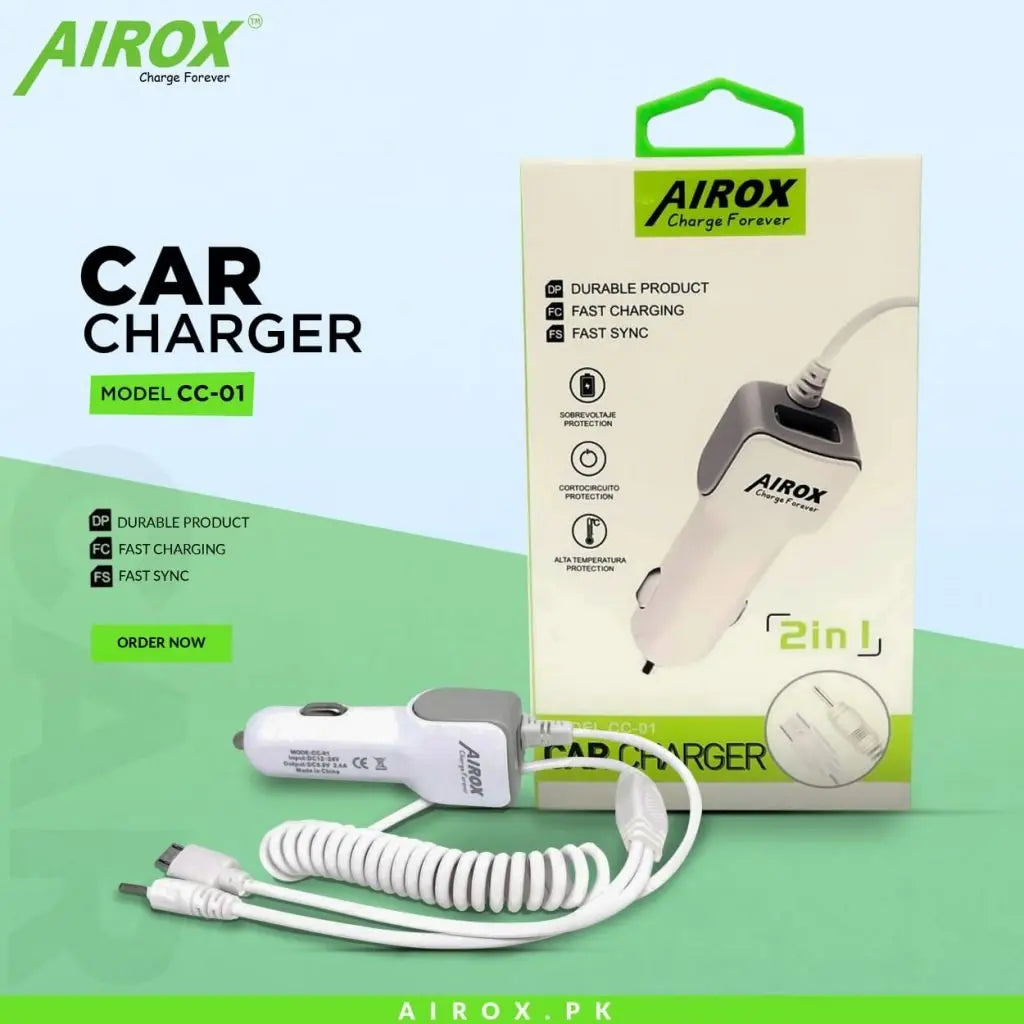 Airox 2 in 1 Car Charger CC01 airox.pk