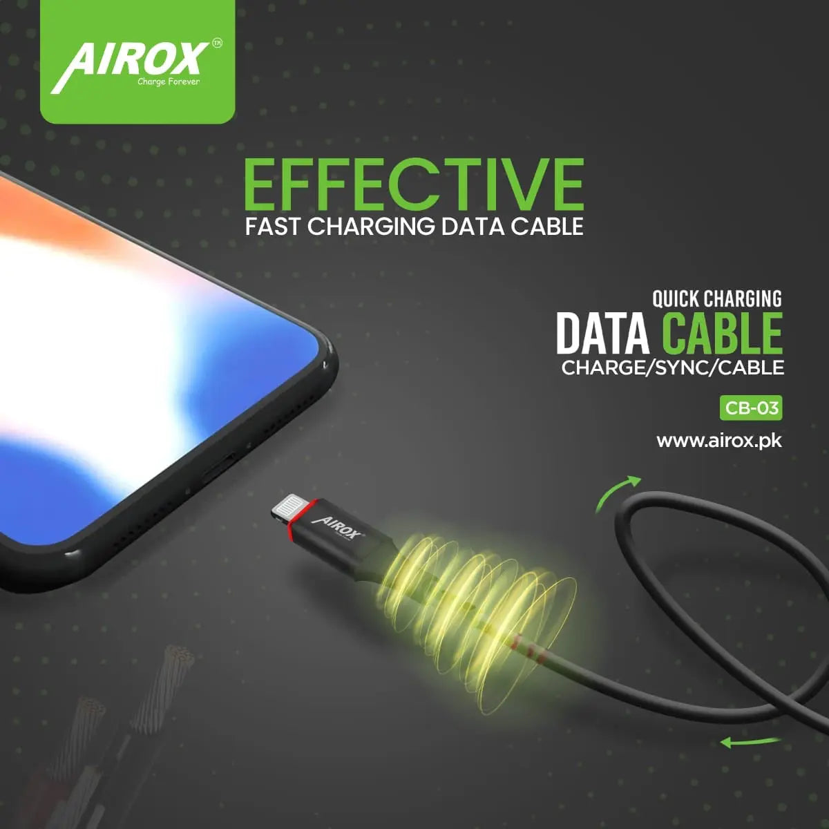 Airox CB-08 Type-C to Lightning &amp; Type C to Type C Fast Charging Cable for iPhone and Type C Devices airox.pk