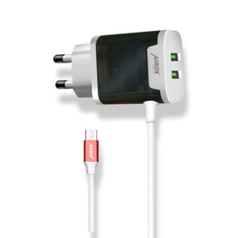 Airox CH61: Transparent Body Charger with V8 Cable & Dual USB Ports (3.4 Amps) Airox.pk
