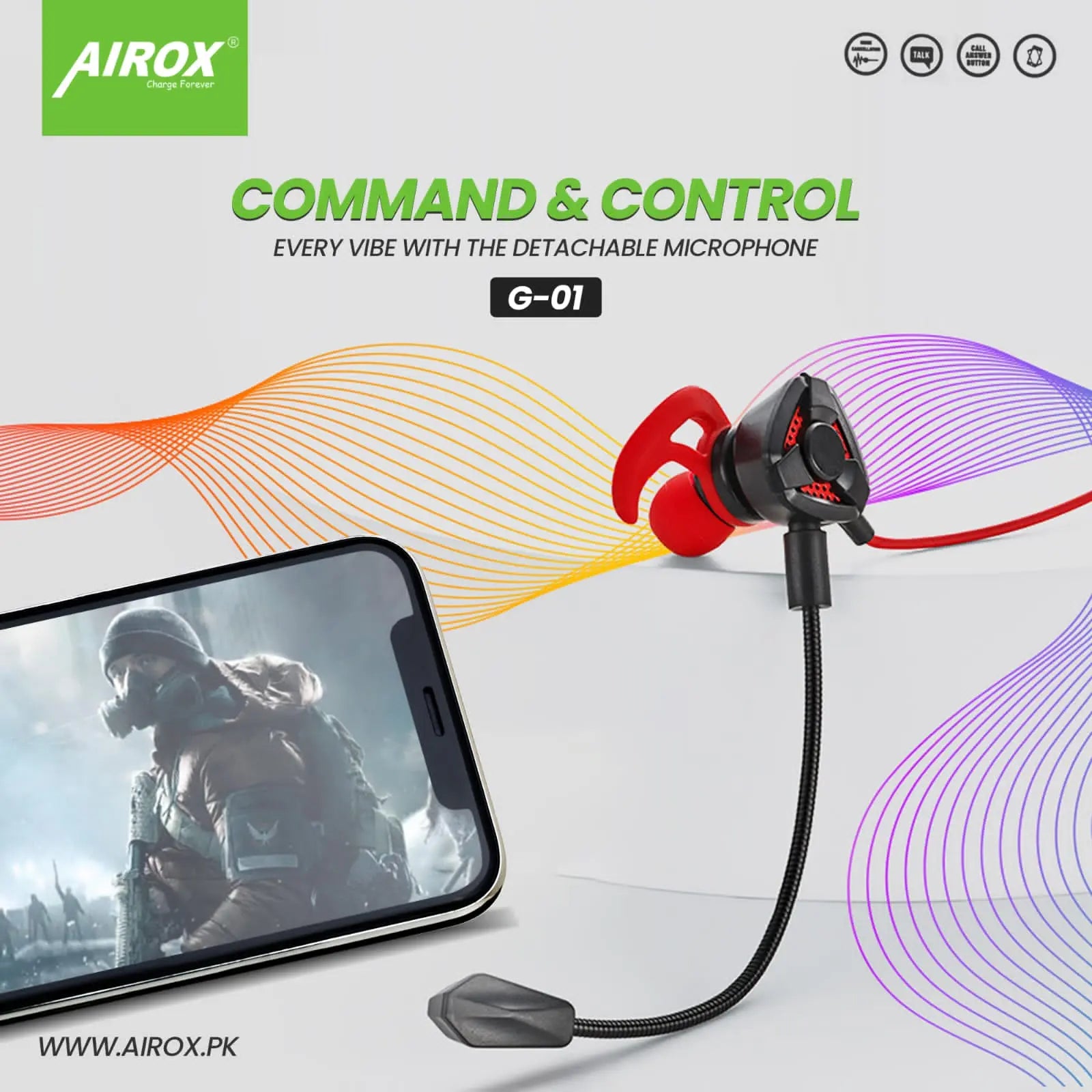 Airox G-01 Delta Pro Gaming Dual Mic Earphones Price in Pakistan - Airox.pk