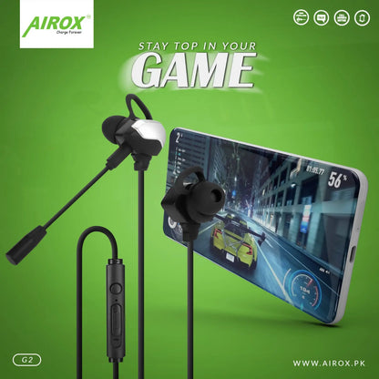 Airox G2 Gaming Handsfree For PUBG Dual Mic Noise Free Sound With Smooth Base & Premium Quality - Airox.pk