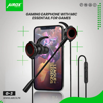 Airox G3 Gaming Handsfree For PUBG Dual Mic Noise Free Sound With Smooth Base & Premium Quality - Airox.pk