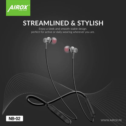 Airox NB-02 Wireless Handsfree | Neckband Handsfree | Bluetooth Earphone 5.0 | Noise Free Sound - Airox.pk