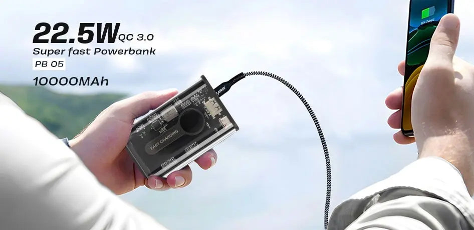 Airox PB05 Transparent PD Power Bank 22.5 Fast Charging with Fast Usb Port Airox.pk