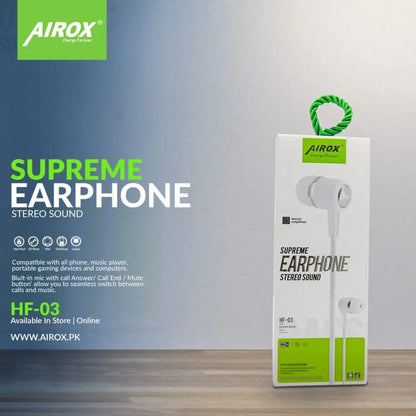 Airox Stereo Supreme Earphone HF03 - Airox.pk