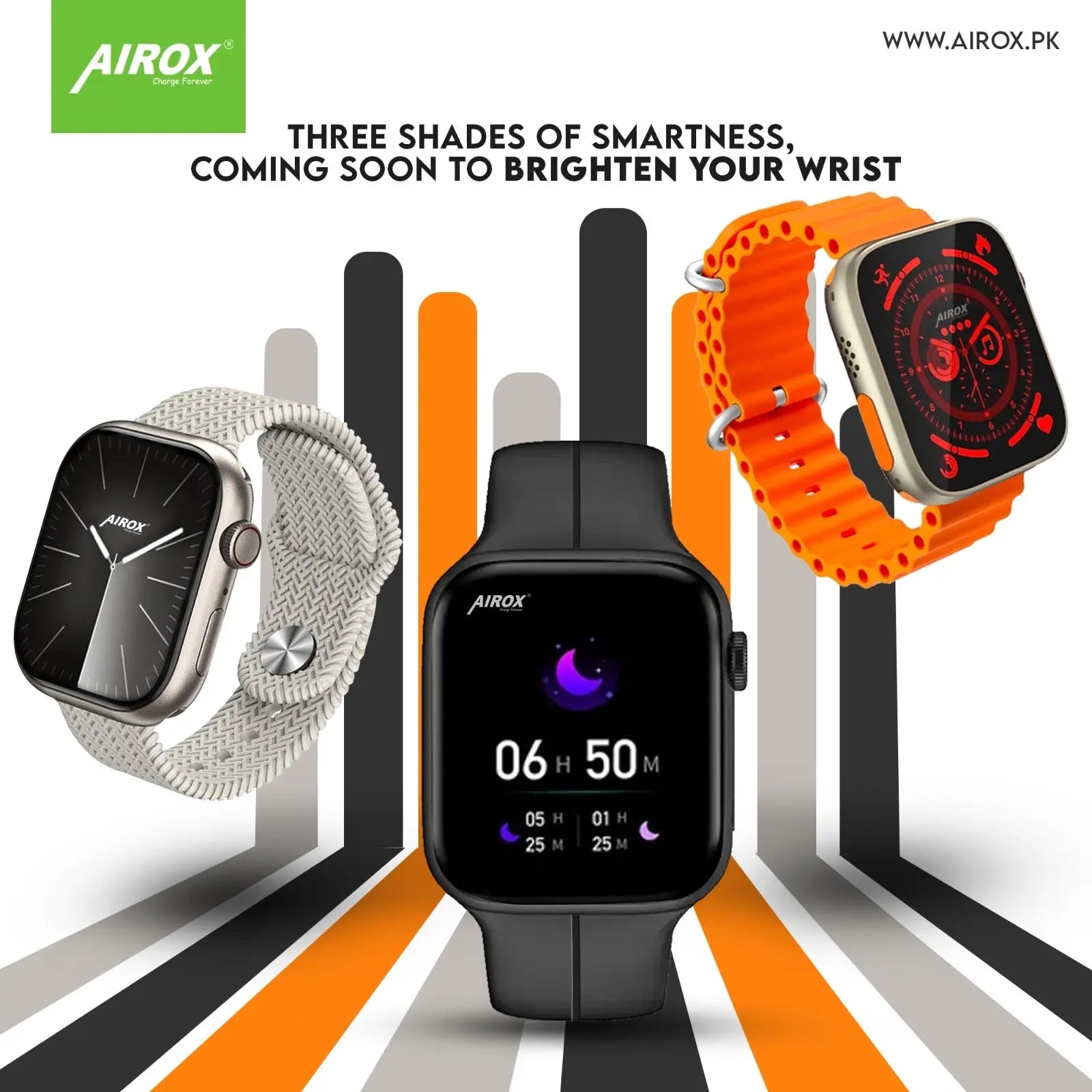 Airox W1 Smart Watch Fitness Partner and Bluetooth Calling | 2.2 Inch with 3 Straps Airox.pk