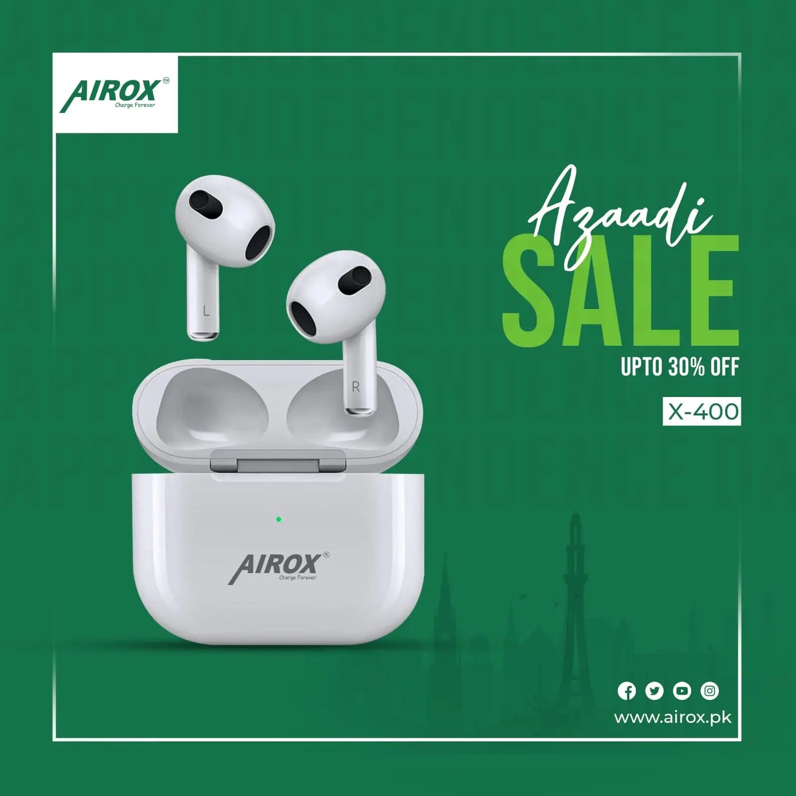 Airox x400 Airpods Pro 3rd Gen Premium Quality Wireless Earbuds Airox.pk