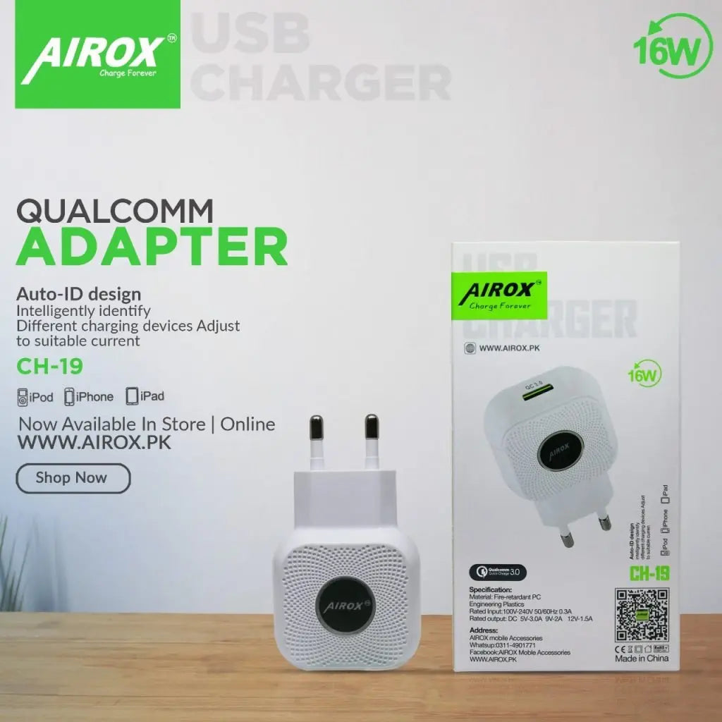 Qualcomm Fast 3.0 Adapter CH19 - Airox.pk