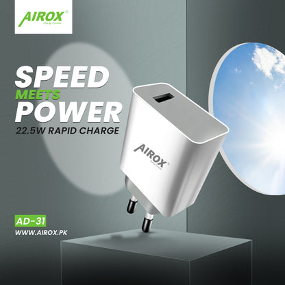 Airox AD31 22.5 Watt VOOC and QC Fast Adapter Airox.pk