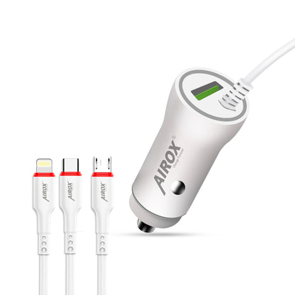 CC05 Car Charger with Built-in Cable and USB Port – High-Speed, Compact, and Reliable