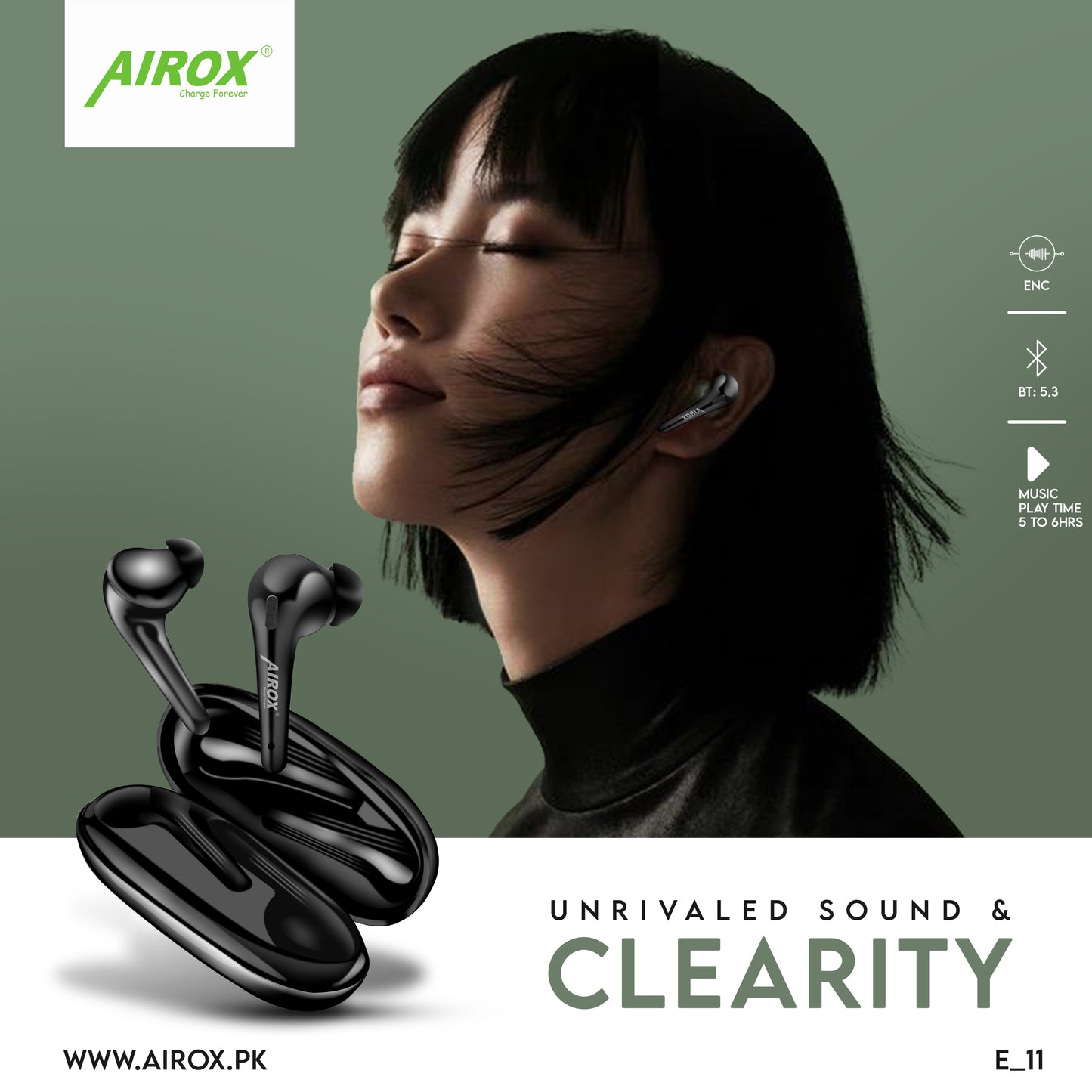 Airox E11 Wireless Earbuds BT 5.3 Airox.pk