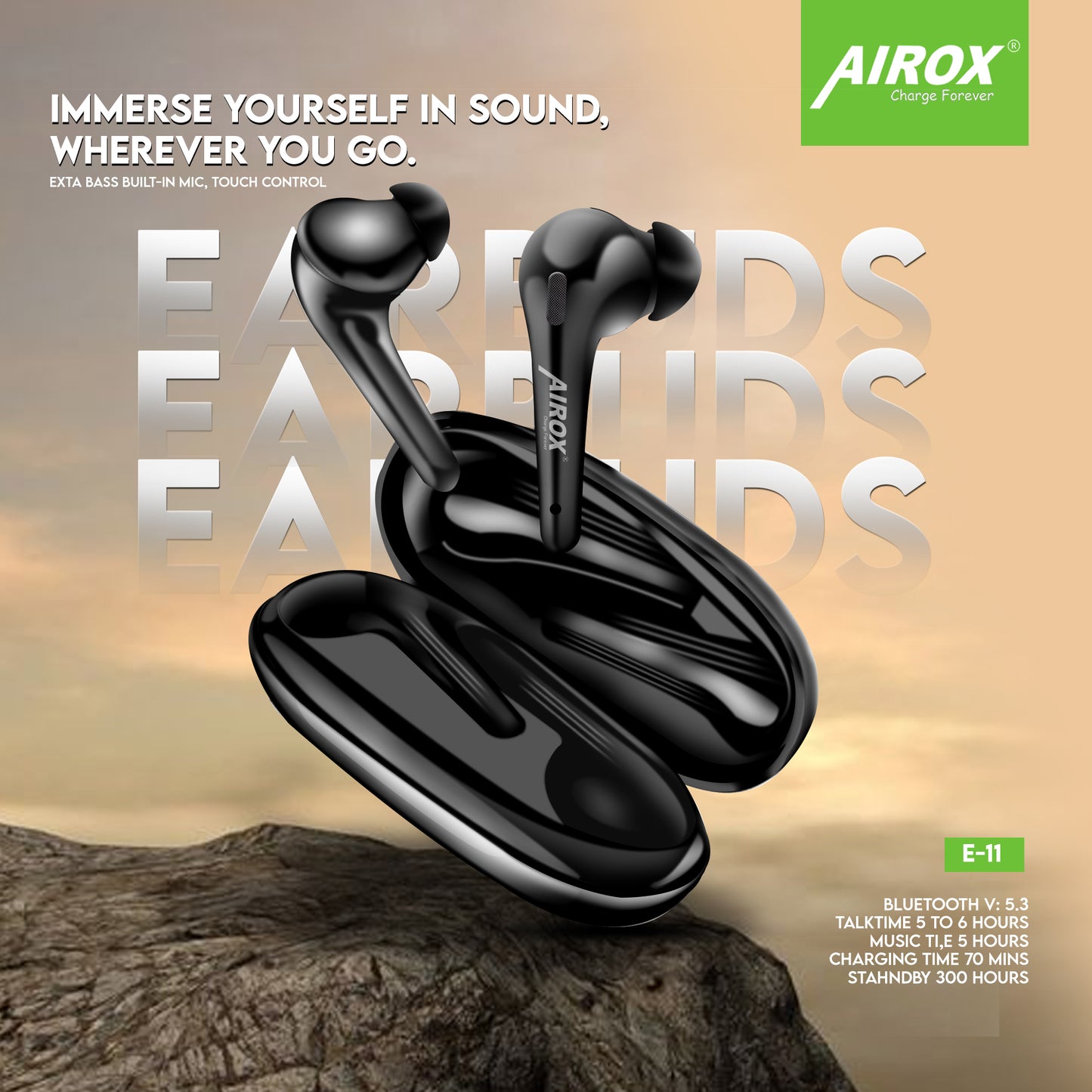 Airox E11 Wireless Earbuds BT 5.3 Airox.pk