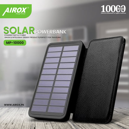 Airox Solar Power bank 10000 Mah 2A Dual Usb Port Power bank Airox.pk