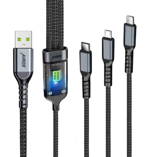 Airox CB100 3-in-1 100W Cable - Fast Charge Your Devices with One Cable Airox.pk